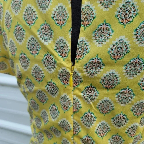 Banana Republic Women's Yellow Floral Paisley Lace Up Aline Dress Short Sz 0 - Picture 8 of 16